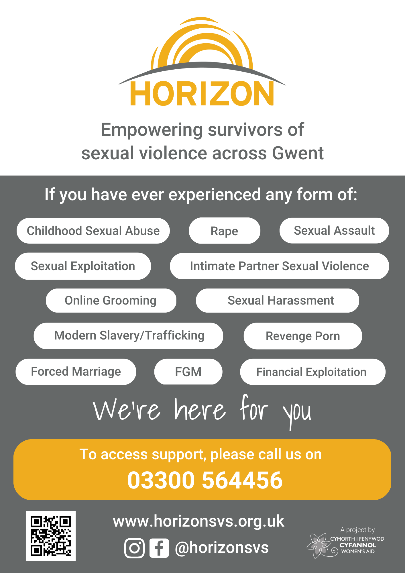 Horizon poster Cyfannol Women's Aid